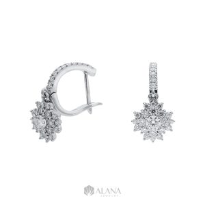 Bông Tai Hình Hoa Thiết Kế Đính Đá Moissanite - EWS007