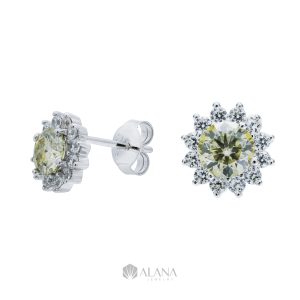 Bông Tai Hình Hoa Vàng Đính Moissanite - EWS050009