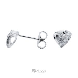 Bông Tai Hình Tim Thiết Kế Đính Đá CZ - EWS012