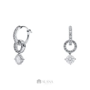 Bông Tai Hình Tròn Chủ 6.0mm Viền Kết Đá Moissanite - EWS060082