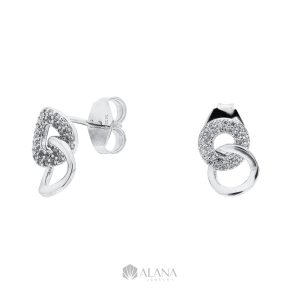 Bông Tai Hình Tròn Đôi Thiết Kế Đính Đá CZ - EWS003