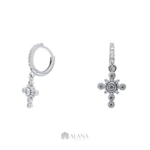 Bông Tai Thánh Giá Thiết Kế Đính Đá Moissanite - EWS018