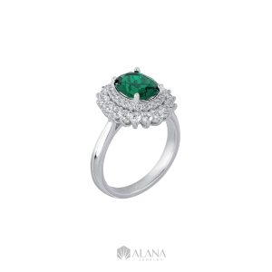 Nhẫn Oval Xanh Lá Đính CZ - RWS090003
