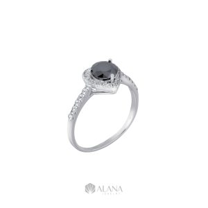 Nhẫn Hình Trái Tim Đính Moissanite Đen - RWS065026