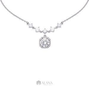 Dây Chuyền Mix Mặt Dãy Hoa Vuông Đính Đá CZ - NLWS065001