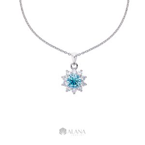 Dây Chuyền Mix Mặt Hoa Xanh Đính Moissanite - NLWS065009