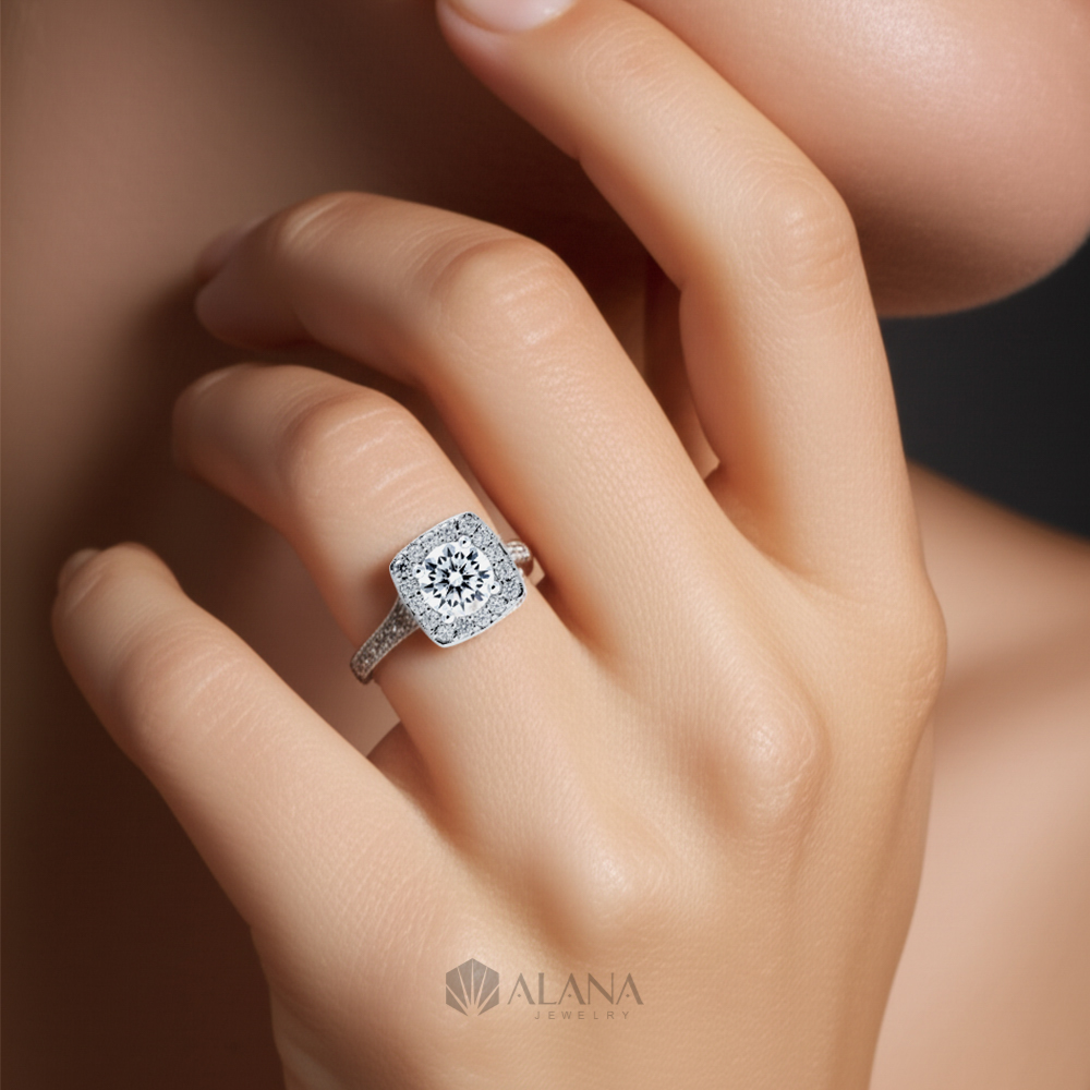 Nhẫn Đai Vuông Đính Moissanite Chủ 6.3mm - RWS063019 - Ảnh 3