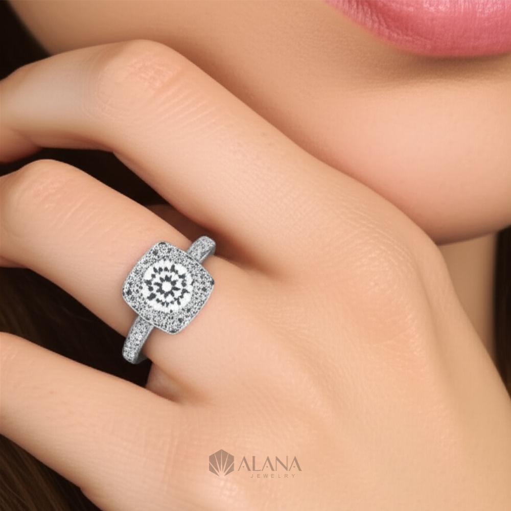 Nhẫn Đai Vuông Đính Moissanite Chủ 6.3mm - RWS063019 - Ảnh 6